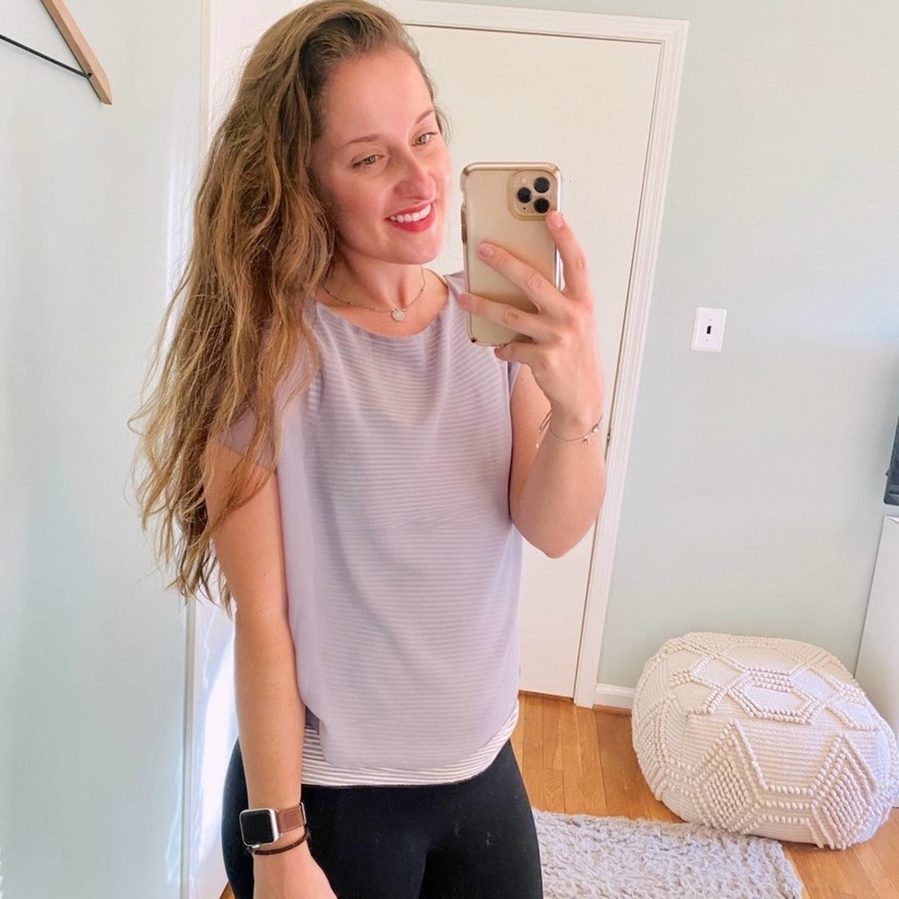 EXPRESS XS Lavender sheer top with striped cami